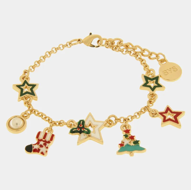 Bracciale in Metallo con albero di natale, stelle e calza | Rohome