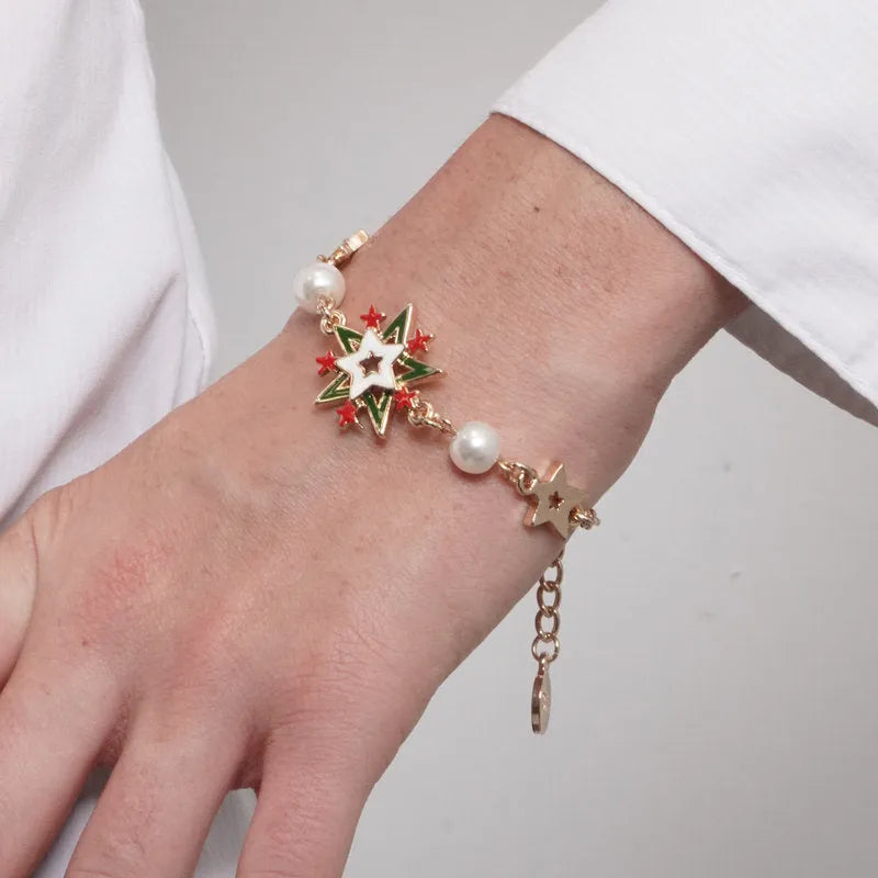 Bracciale in Metallo con fiocco di neve multicolore e stelle colorate | Rohome