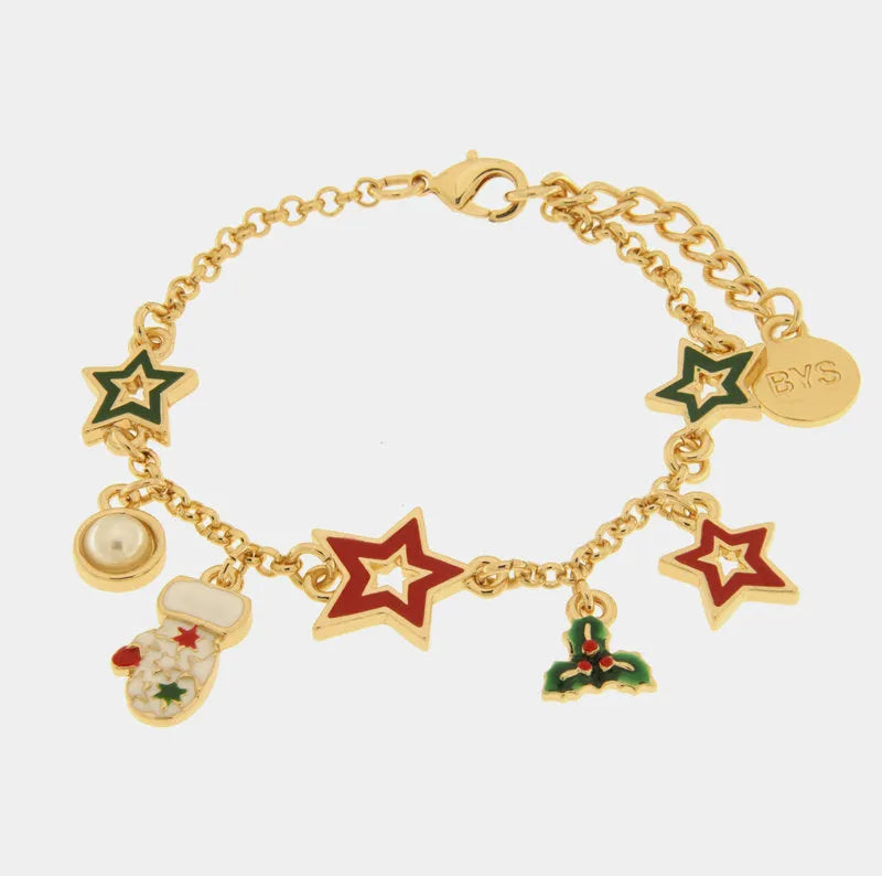 Bracciale in Metallo con albero di natale, stelle e calza | Rohome