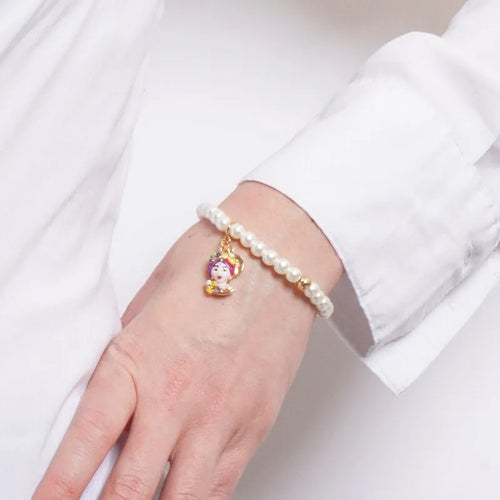 Bracciale elastico con perle e testa di moro | Rohome