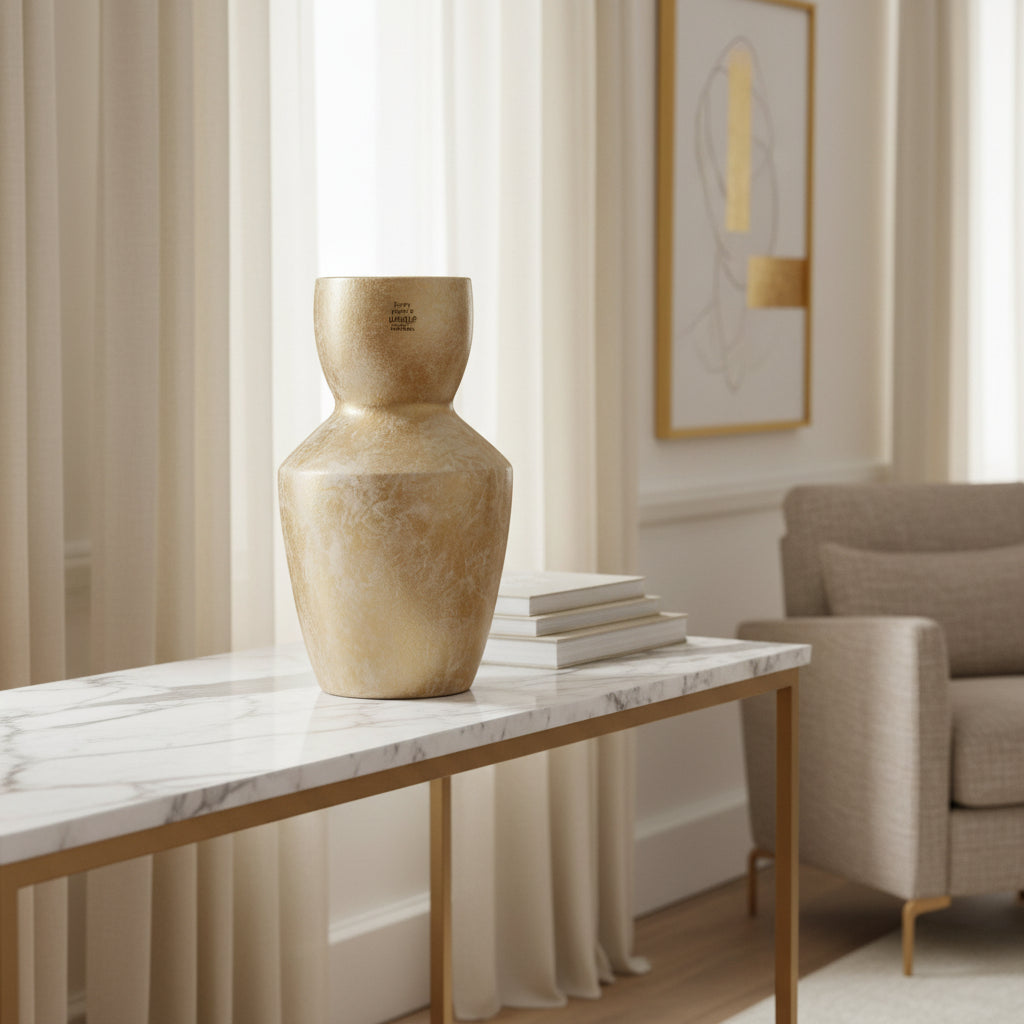 Vaso in terracotta smaltata con finitura dorata | Rohome
