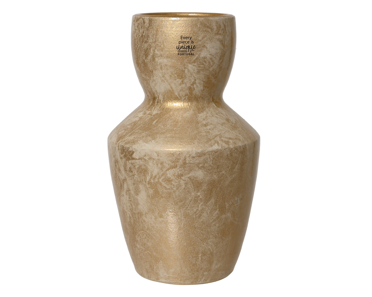Vaso in terracotta smaltata con finitura dorata | Rohome