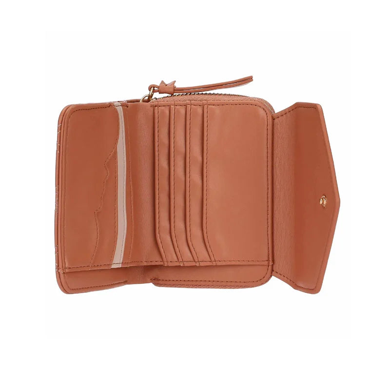 Thun – Portafoglio trapuntato con patta, color moka | Rohome