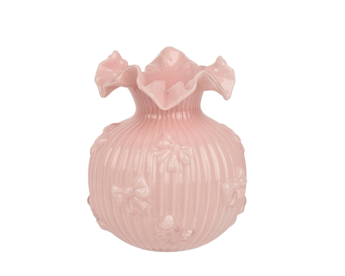 Vaso in vetro rosa con fiocchi | Rohome