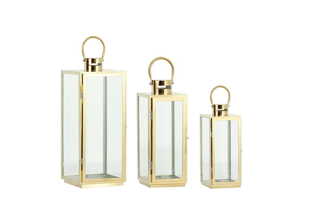 Lanterna in metallo colore oro e vetro | rohome