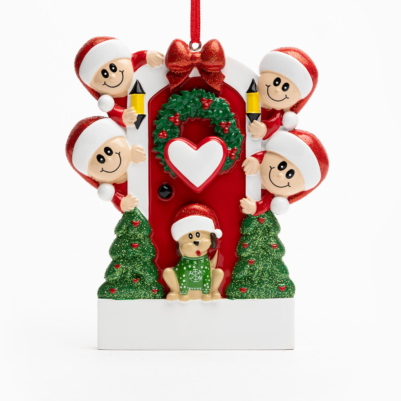 Decorazione Personalizzabile Famiglia alla Porta di Natale con Cane 4 | Rohome