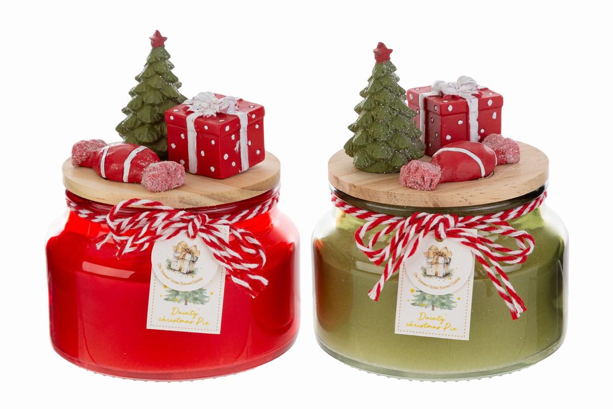 Candela barattolo in vetro con decori natalizi| Rohome