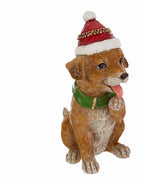 Cagnolino in resina natalizio con cappello  | Rohome