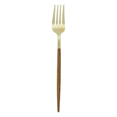 Set 24 posate acciaio inossidabile colore oro e legno | rohome