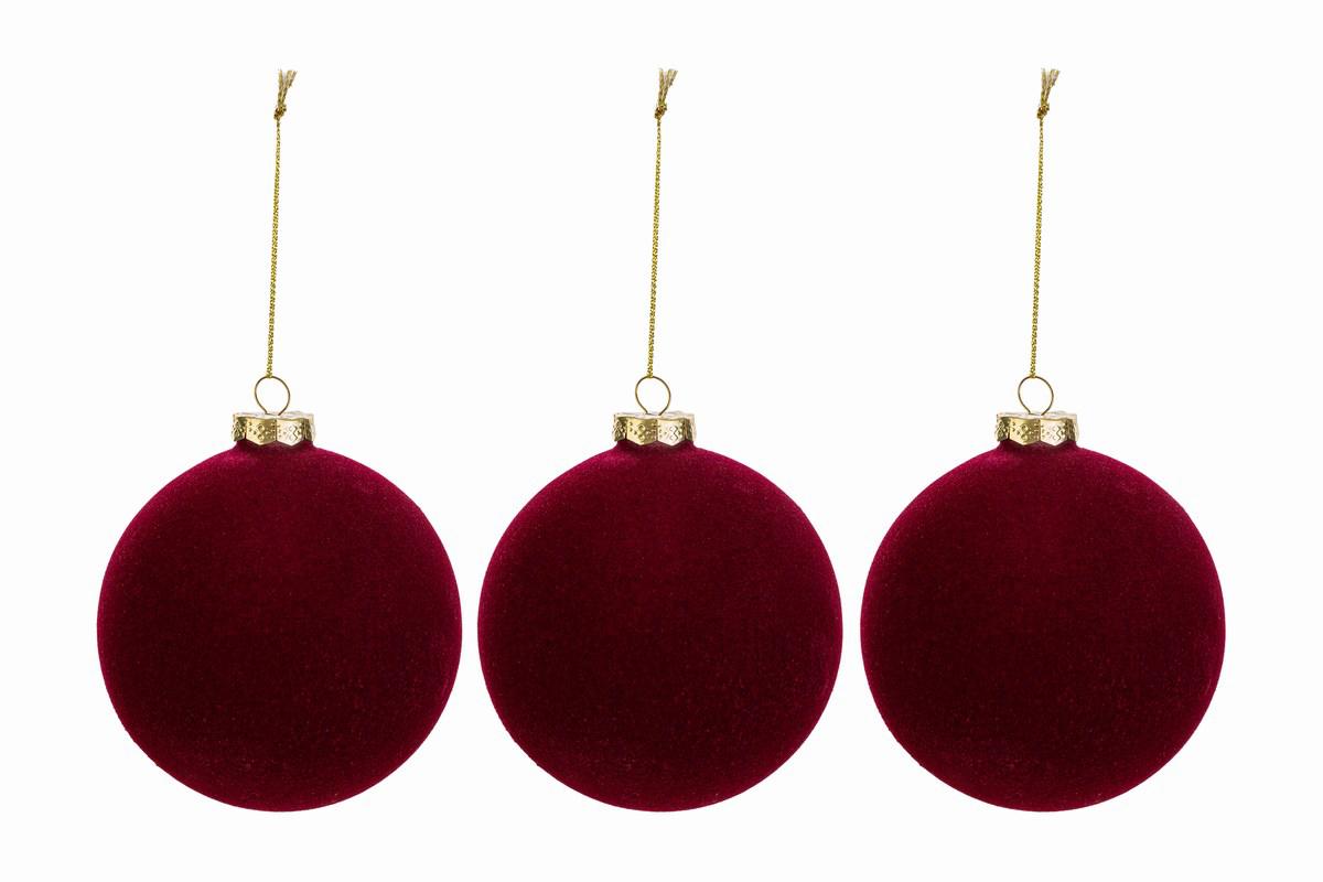 Set 3 palline di natale in vetro bordeaux | Rohome