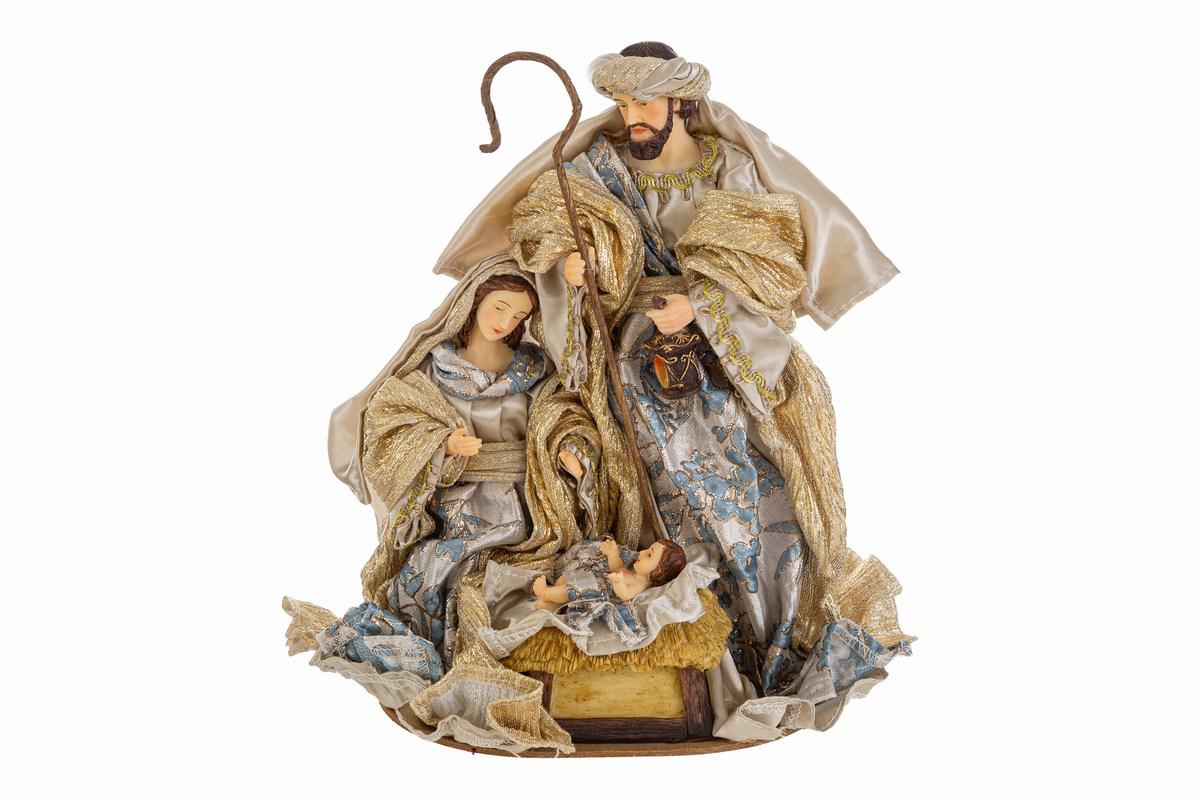 Natività in restina vestita con dettagli blu ed oro | Rohome