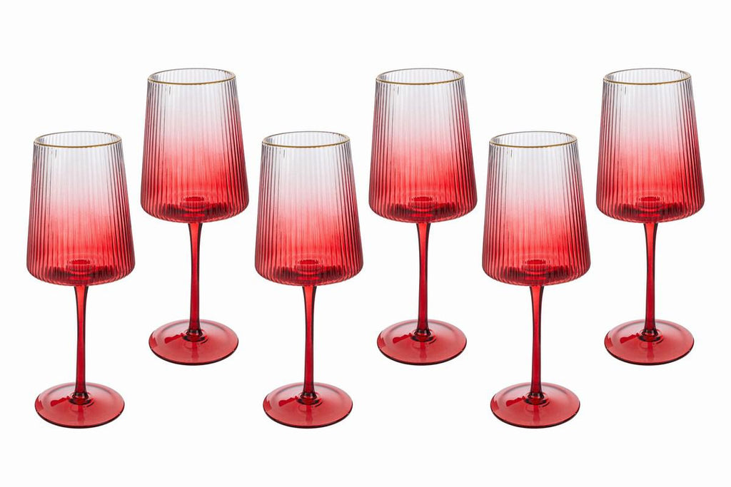 Set 6 calici da vino con sfumature rosse  | rohome