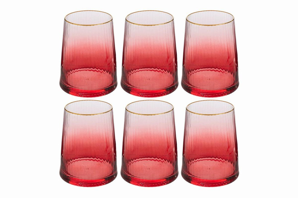 Set 6 bicchieri acqua in vetro colore rosso sfumato | rohome