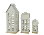 Set 3 lanterna in ferro a forma di casa colore bianco | rohome