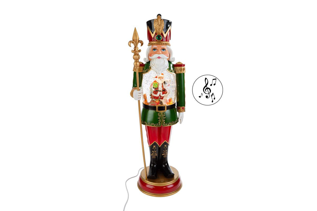 Soldatino natalizio in resina con boule de neige carillon H.50cm | Rohome