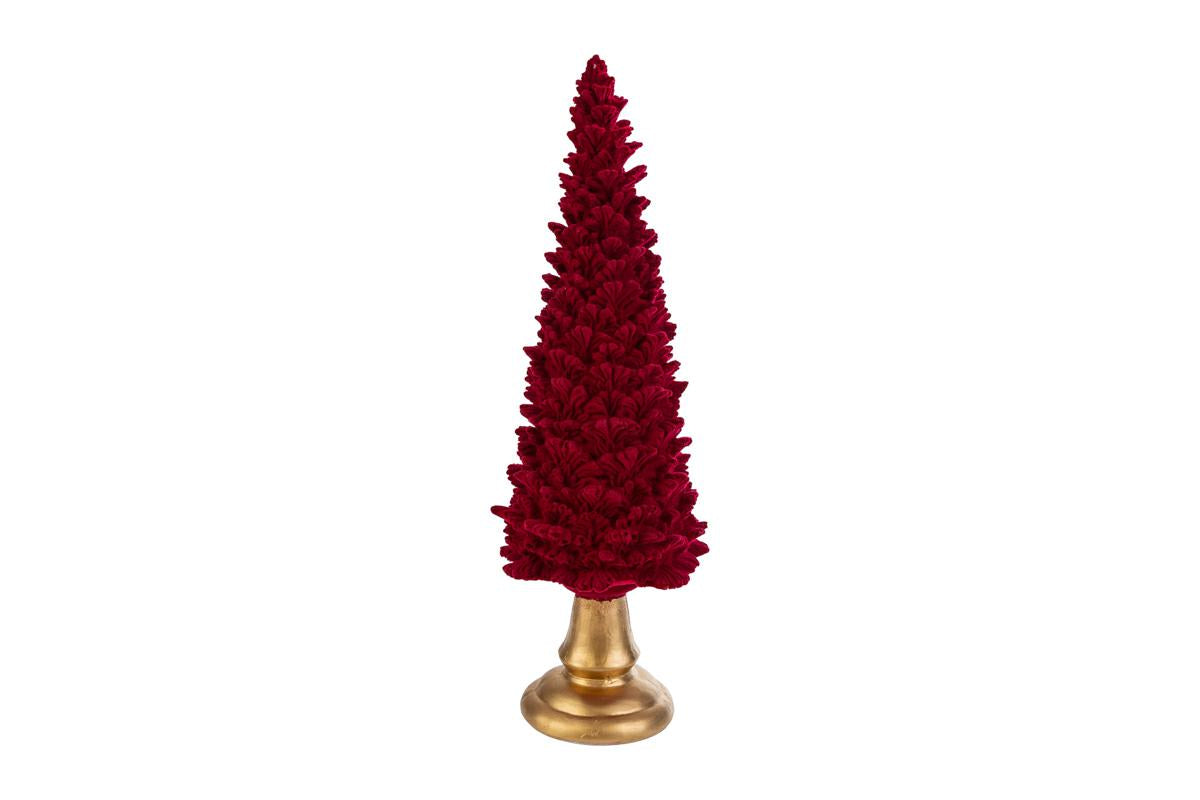 Albero di natale in resina con velluto bordeaux h.30 | Rohome