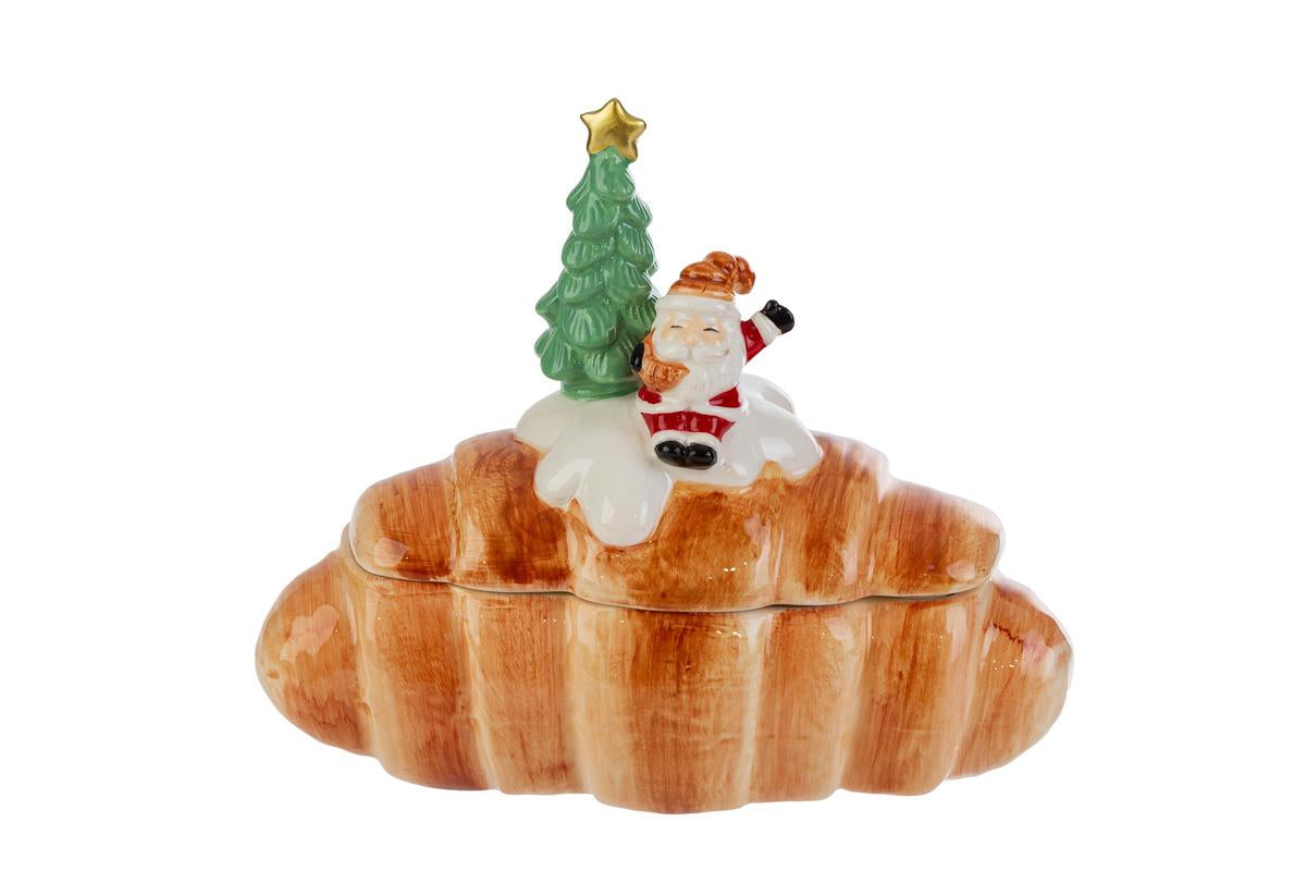 Barattolo in ceramica a forma di cornetto con babbo natale h.17cm| rohome