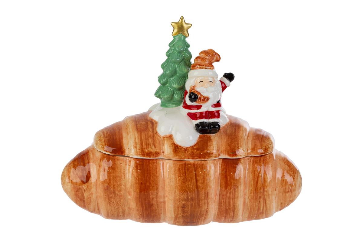 Barattolo in ceramica a forma di cornetto con babbo natale h.22cm| rohome