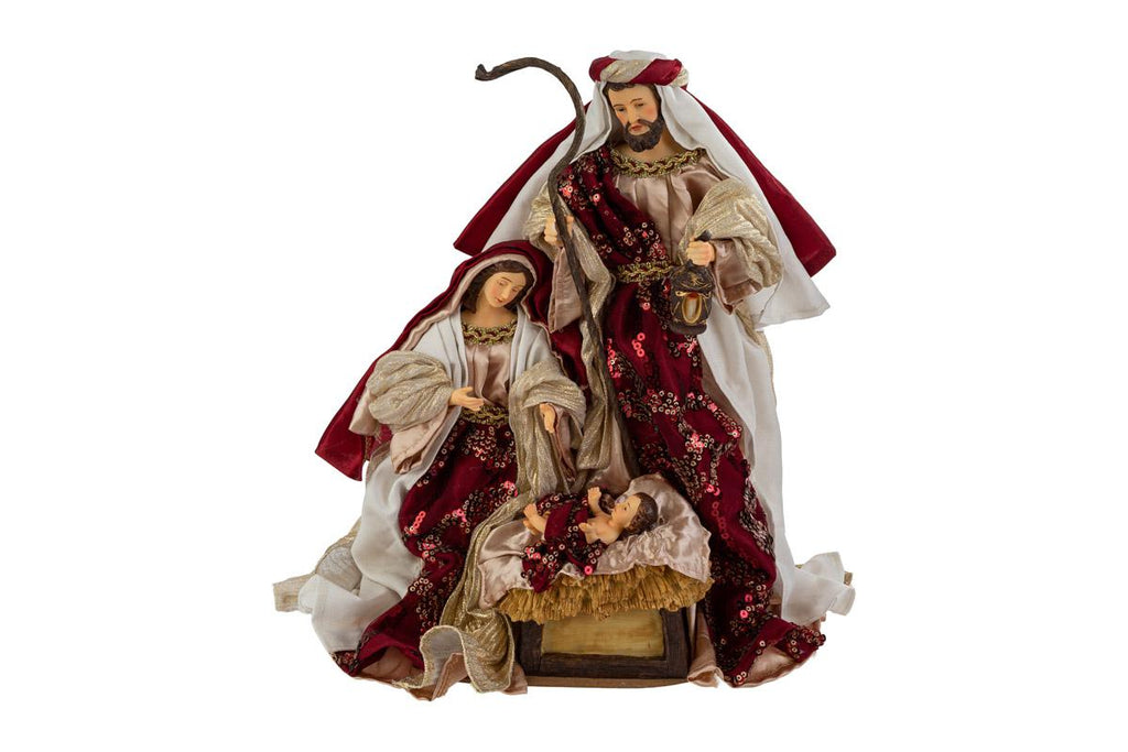 Natività in resina colore bordeaux con paillettes h36 | Rohome