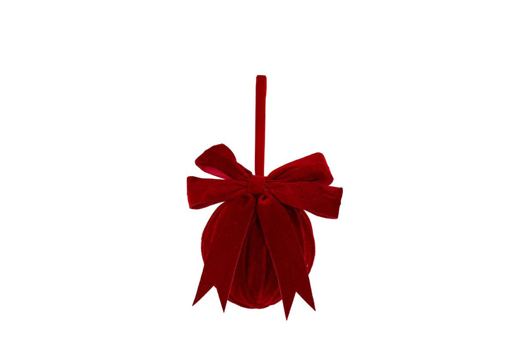 Palla di natale in velluto con fiocco d.10cm rosso | Rohome