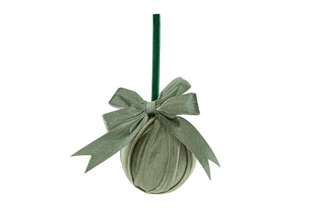 Palla di natale in velluto con fiocco d.10cm verde chiaro| Rohome