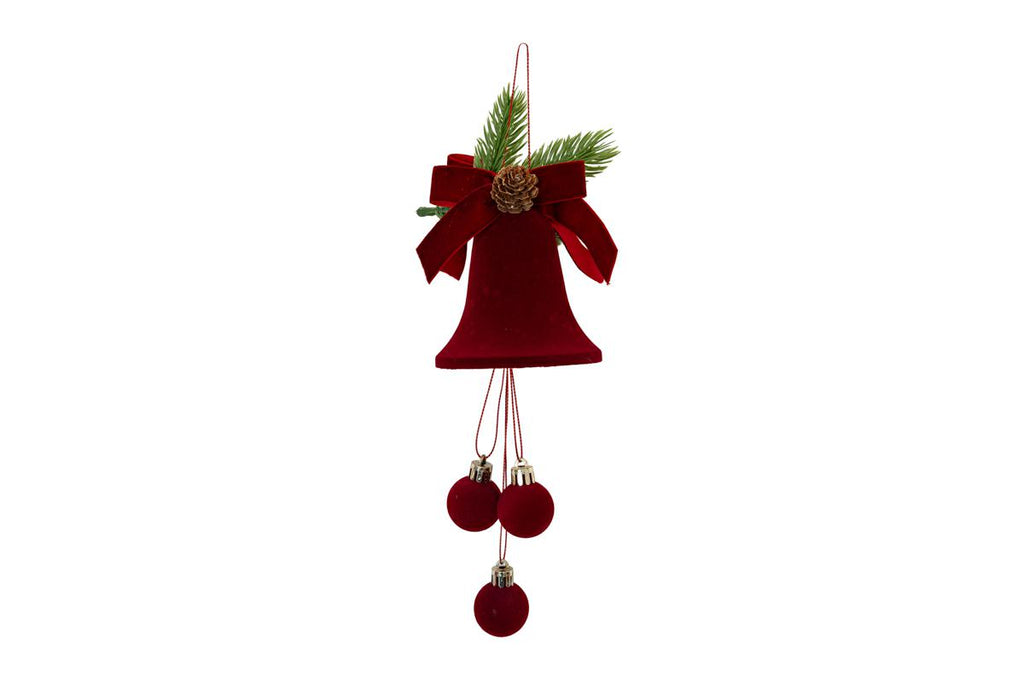 Decorazione albero di natale campana in velluto h 27cm bordeaux | Rohome