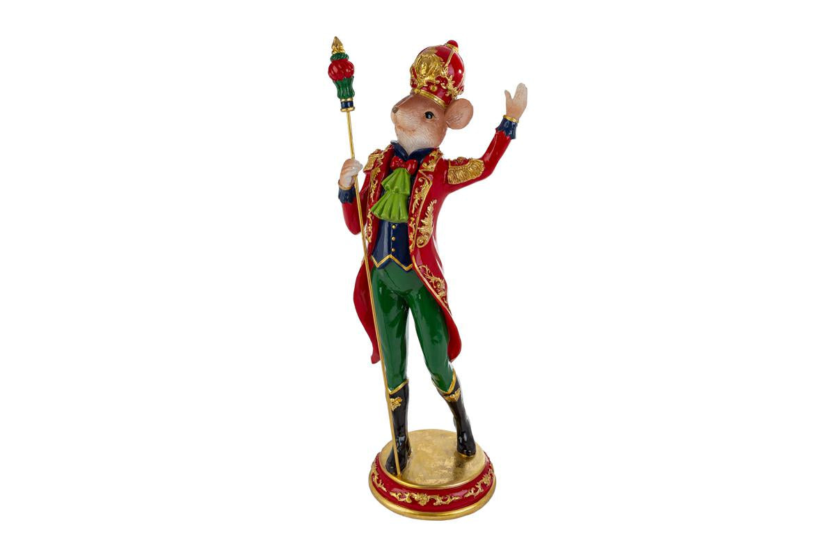 Statua Topo Natalizio in Resina con Scettro h.43,5cm | Rohome