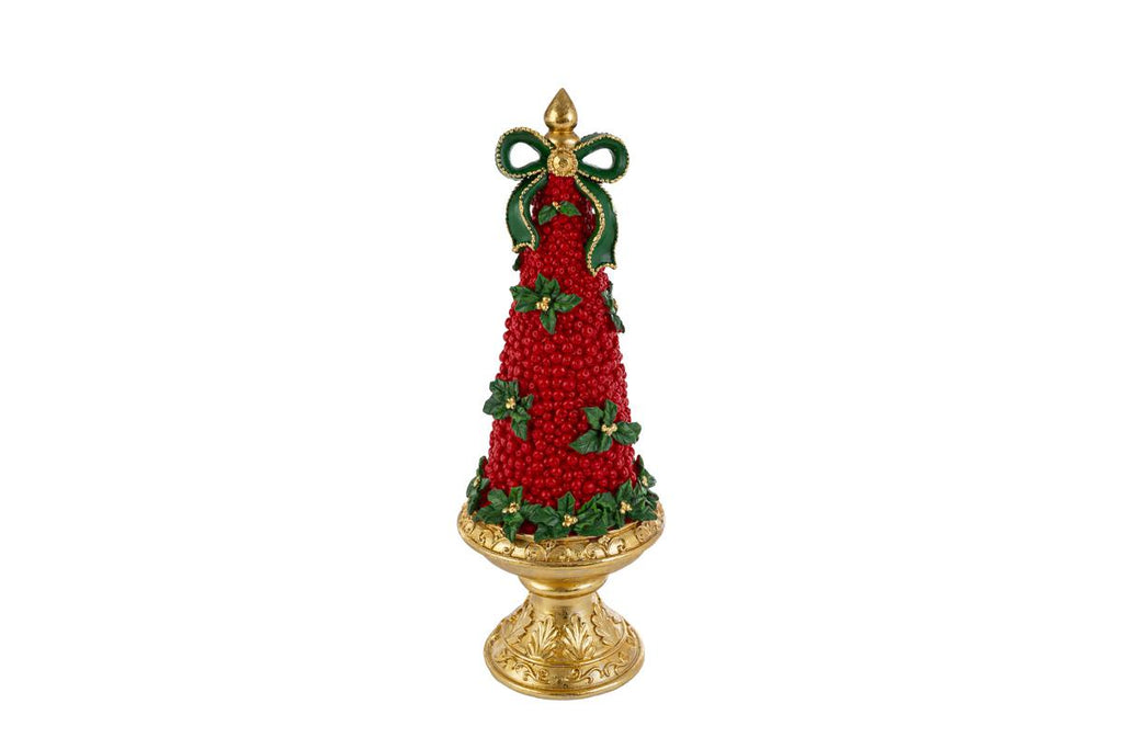 Albero di natale in resina con bacche e fiocchi h.35 | Rohome