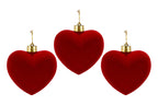 Set 3pz palle di natale cuore in velluto h.15cm rosso | Rohome