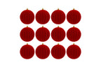 Set 12 palle di natale in plastica e velluto d8cm rosso| Rohome
