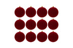 Set 12 palle di natale in plastica e velluto d.10cm bordeaux| Rohome