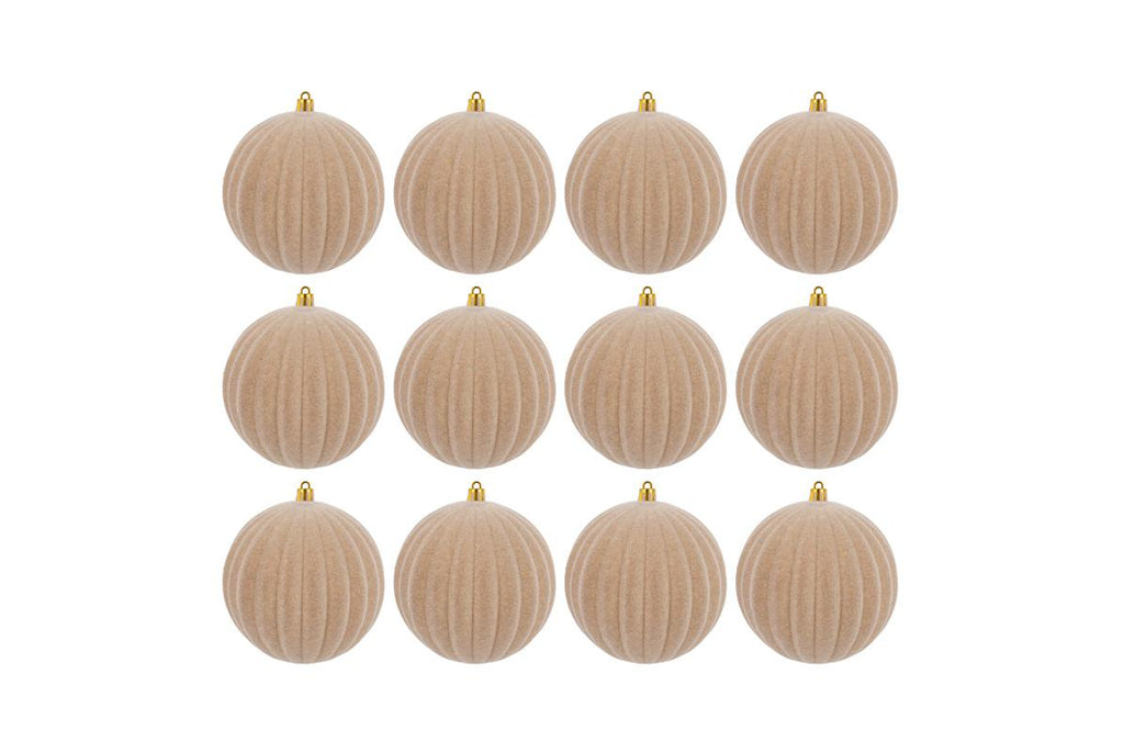 Set 12 palle di natale in plastica e velluto d.10cm  | Rohome