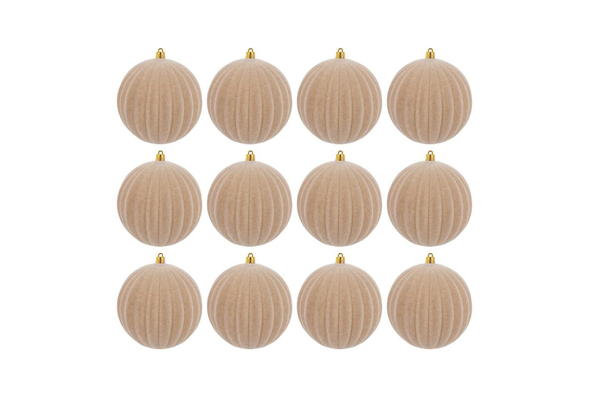 Set 12 palle di natale in plastica e velluto d.10cm  | Rohome