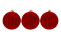 Set 3pz palle di natale in plastica e velluto d.15cm rosso | Rohome