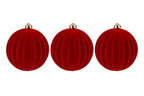 Set 3pz palle di natale in plastica e velluto d.15cm rosso | Rohome