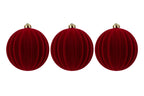 Set 3pz palle di natale in plastica e velluto d.15cm bordeaux | Rohome