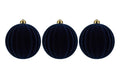 Set 3pz palle di natale in plastica e velluto d.15cm blu | Rohome