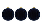 Set 3pz palle di natale in plastica e velluto d.15cm blu | Rohome