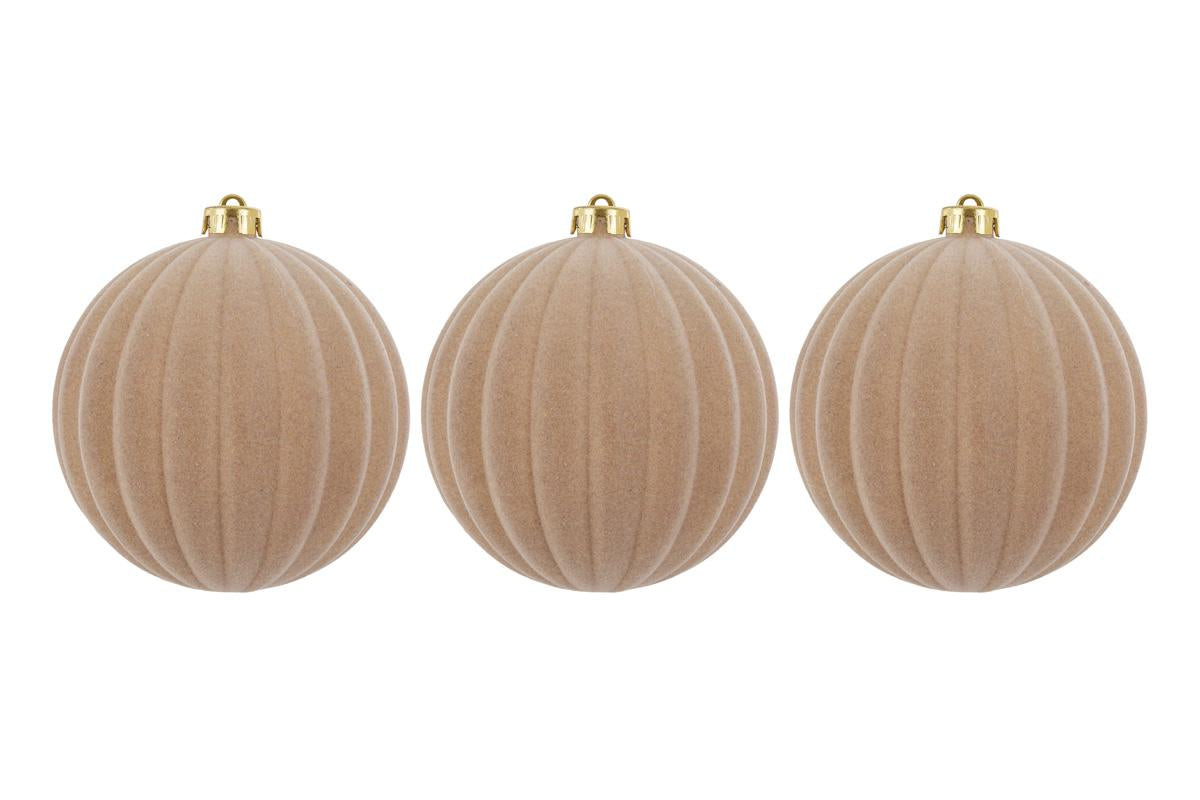 Set 3pz palle di natale in plastica e velluto d.15cm  | Rohome