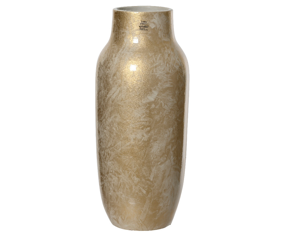 Vaso in terracotta glazed colore gold grande | Rohome
