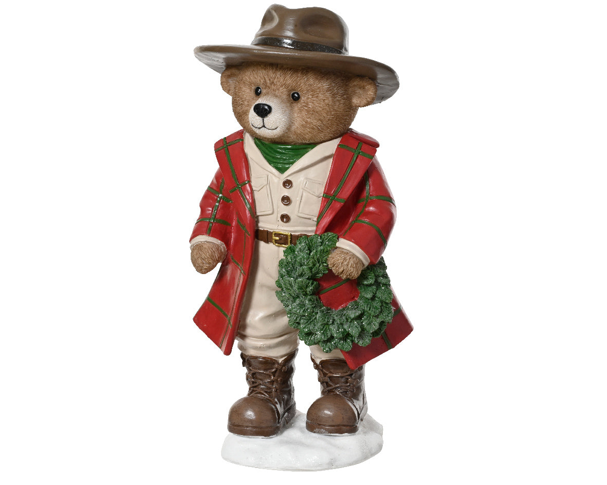 Orso natalizio in polyresina con corona | Rohome