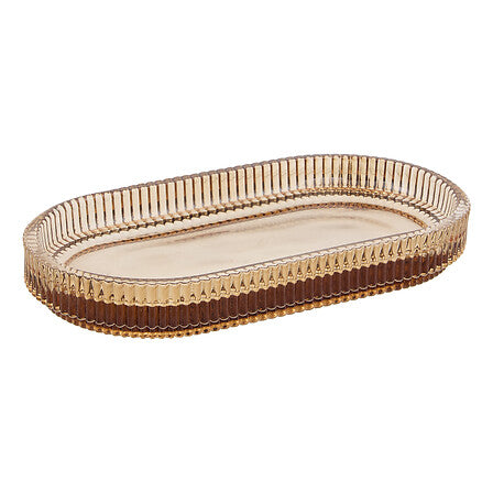 Vassoio porta accessori bagno in vetro colore ambra | Rohome