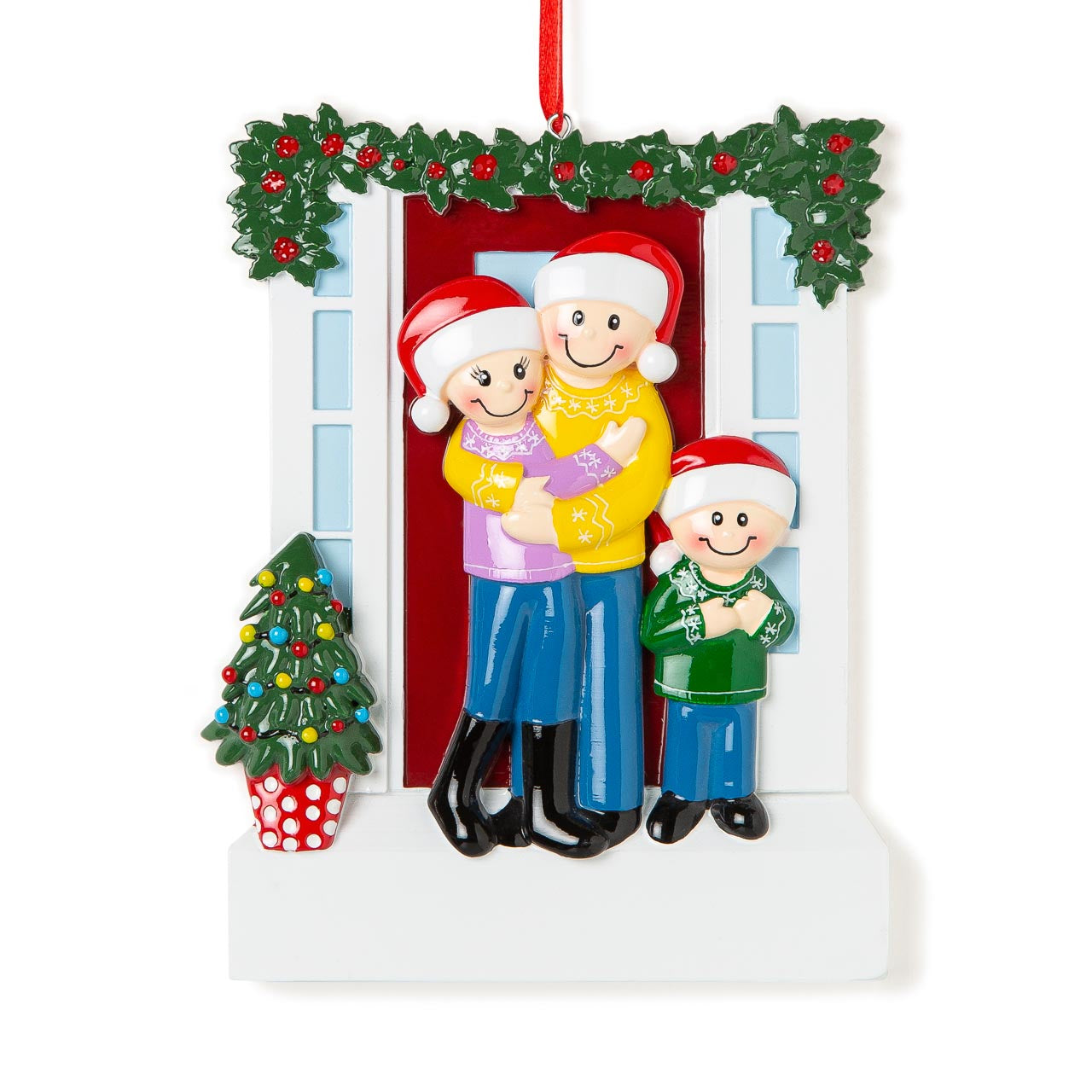 Decorazione Personalizzabile Coppia e figlio alla Porta di Casa  | Rohome