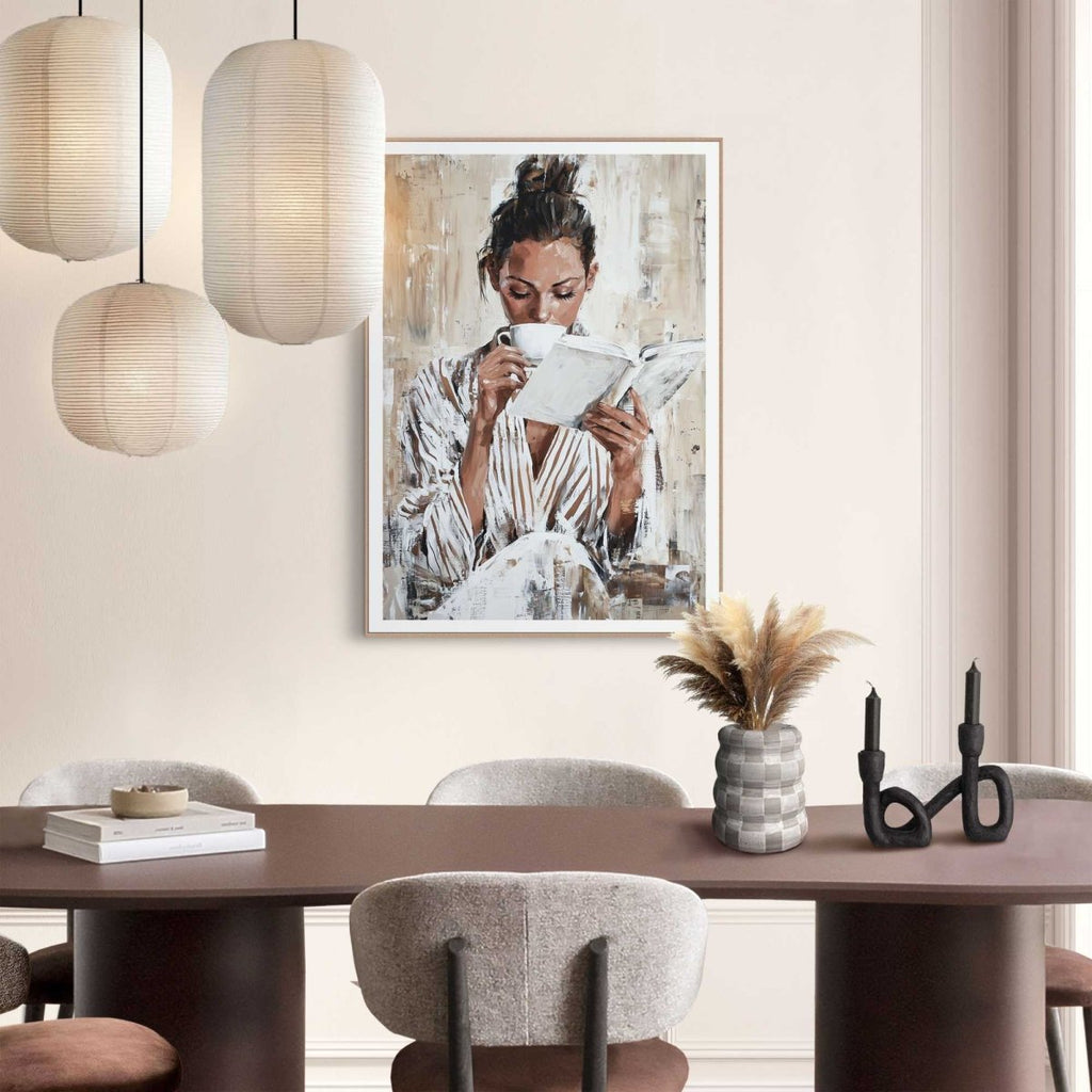 Quadro stampa di alta qualità morning reading 70x50cm | Rohome