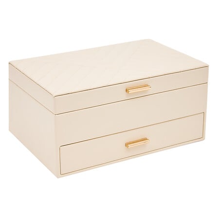 Portagioie in ecopelle colore beige con cassetti | Rohome