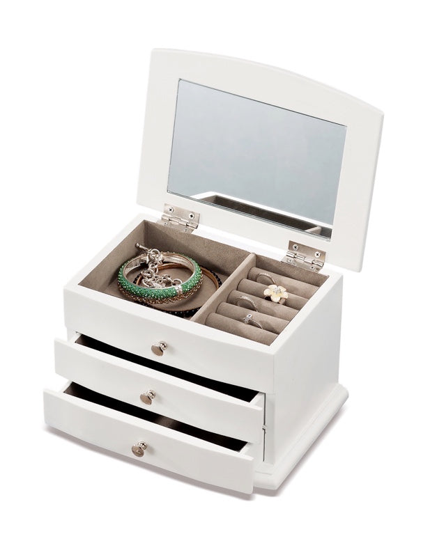 Portagioie bianco in legno con cassetti stile shabby | Rohome