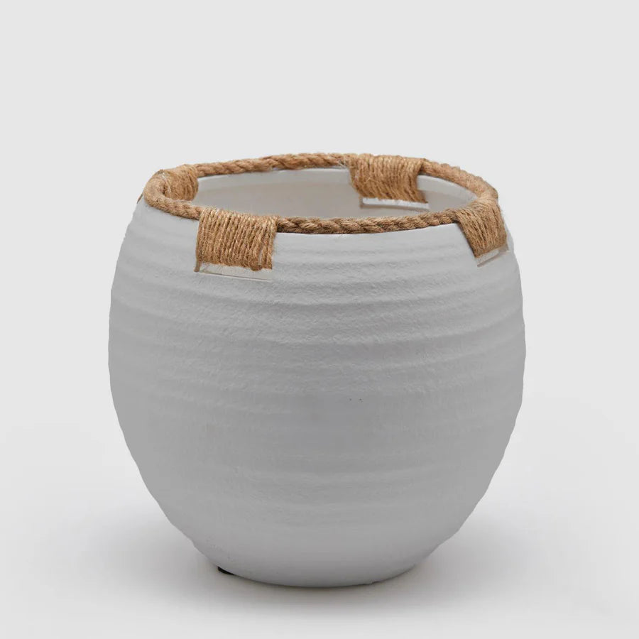 Edg - Vaso in terracotta con corde h.15cm | Rohome