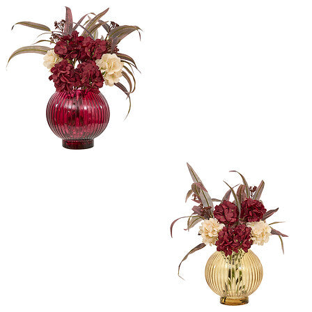 Vaso in vetro ampolla con fiori artificiali | Rohome