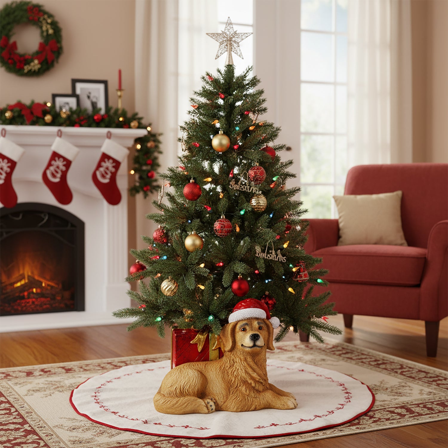 Base per albero di natale cane con pacchi regalo | rohome