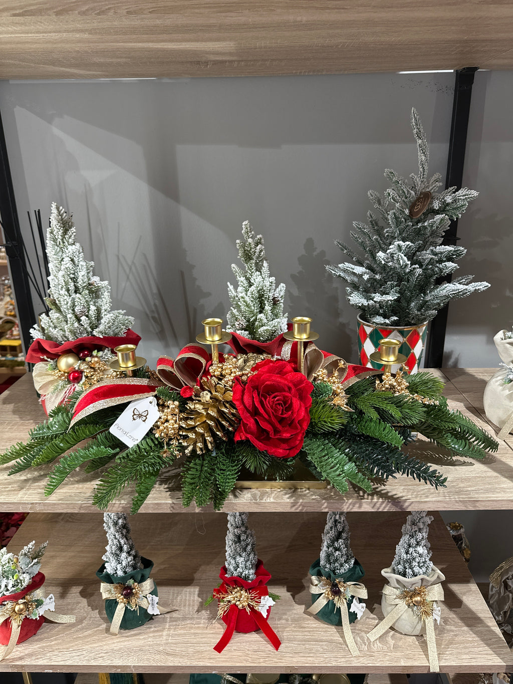 Fiori di Lena - Candeliere 4 fiamme natalizio rosso | Rohome